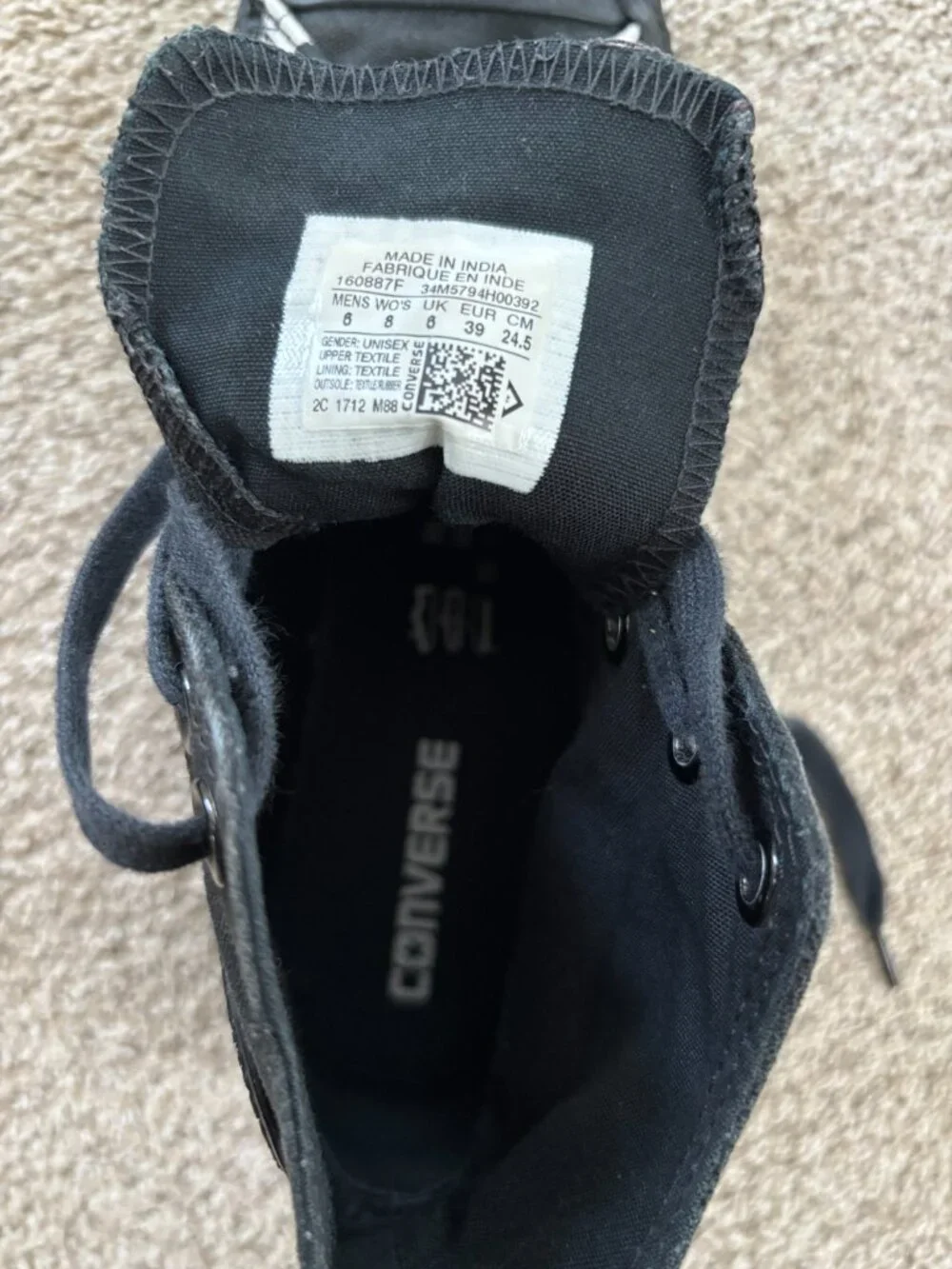 EUC Black LOGO Converse All Star high tops sz 8